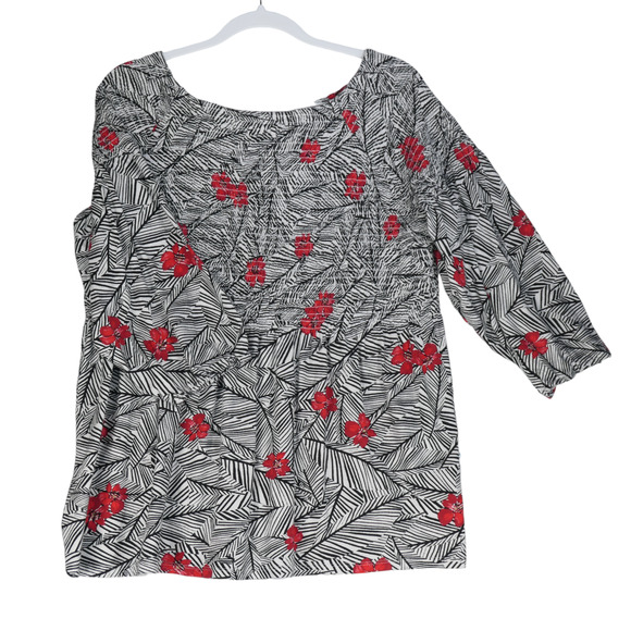 J Jill Blouse Womens Size XL Petite PXL Top Shirt Smocked Bodice Peasant Boho - Picture 1 of 11